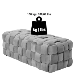 Samt Sitzbank in Schwarz Flechtdesign - Addara