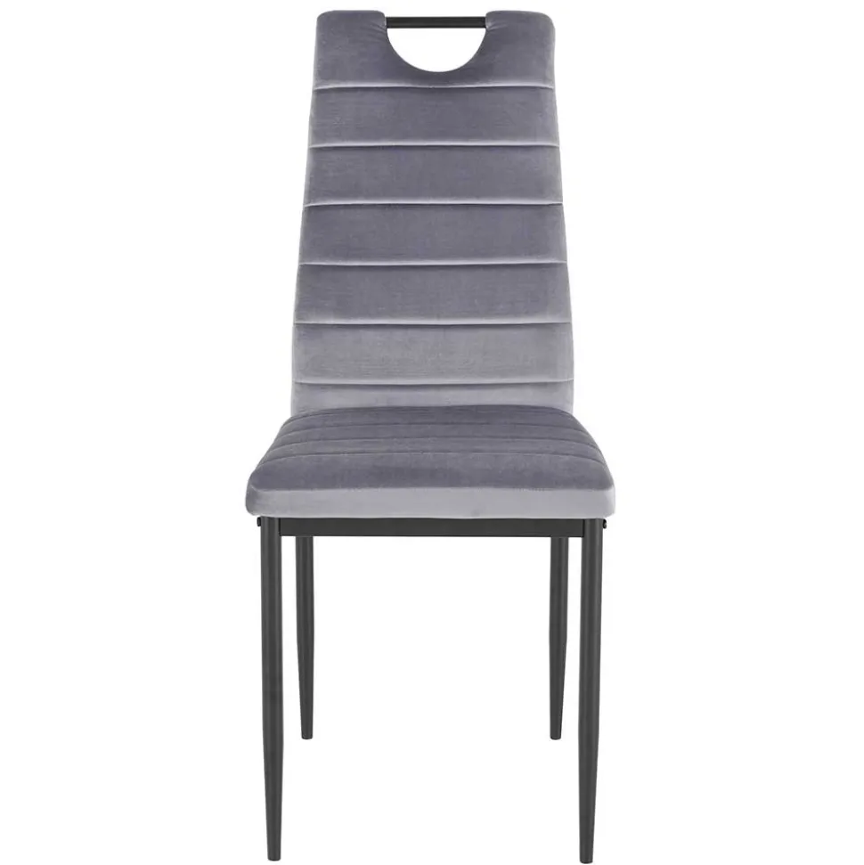 Samt Stühle mit Quersteppung in Grau - Pysio (Set)