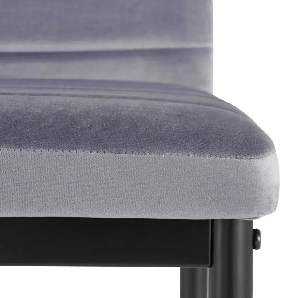 Samt Stühle mit Quersteppung in Grau - Pysio (Set)