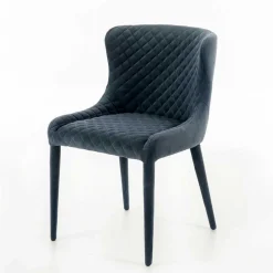 Samt Stuhl in Dunkelgrau mit Rautensteppung - Amelie