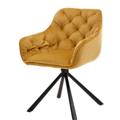 Samt Tischsessel in Gold mit Schwarz - Viradio (2er Set)