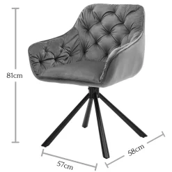 Samt Tischsessel in Gold mit Schwarz - Viradio (2er Set)