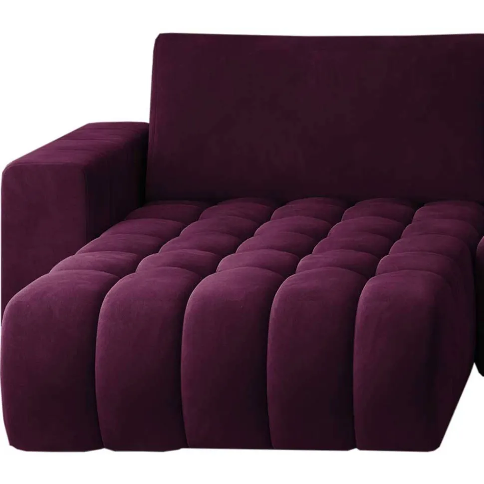 Samt U-Couch in Dunkelrot - Viersitzer - Lakes