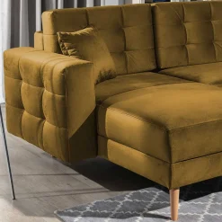 Samt U-Sofa in Senfgelb - Janluca