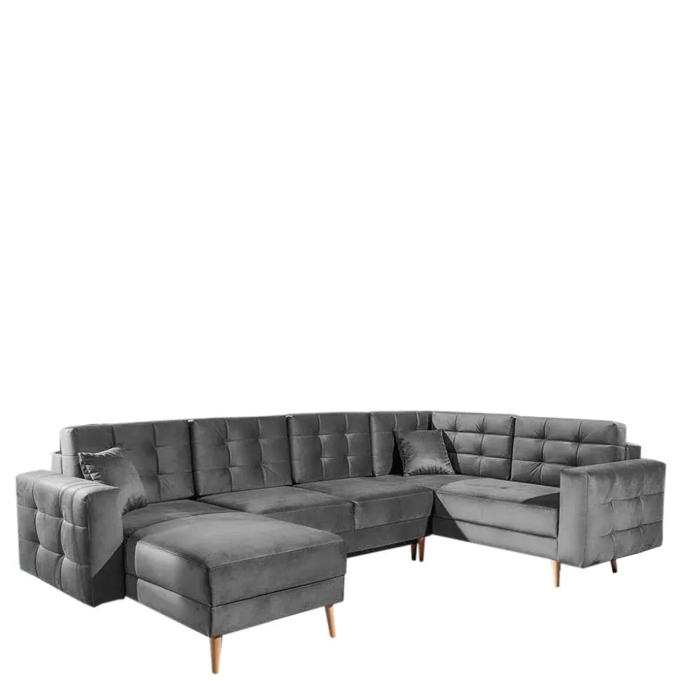 Samt Wohnlandschaft in Grau - Joyma