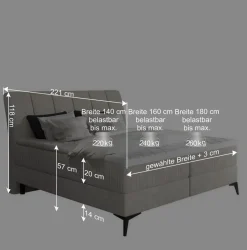 Samtbett mit Matratzen in Dunkelblau - Dessa