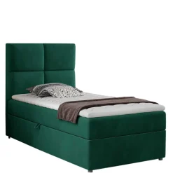 Samt-Boxbett in Grün - 90x200 cm - Nostalgico