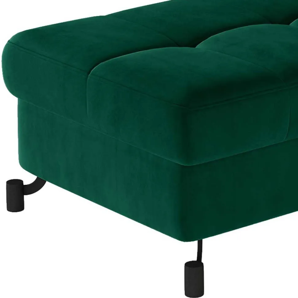 Samthocker mit Truhe in Dunkelgrün - Ziadora