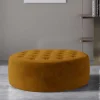Samt-Polsterhocker in Senfgelb - Baixon