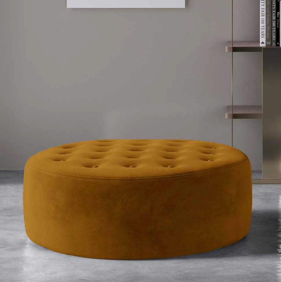 Samt-Polsterhocker in Senfgelb - Baixon