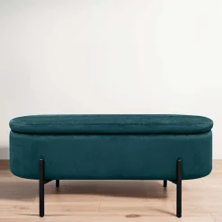 Samt-Truhenbank in Dunkelgrün - Comota