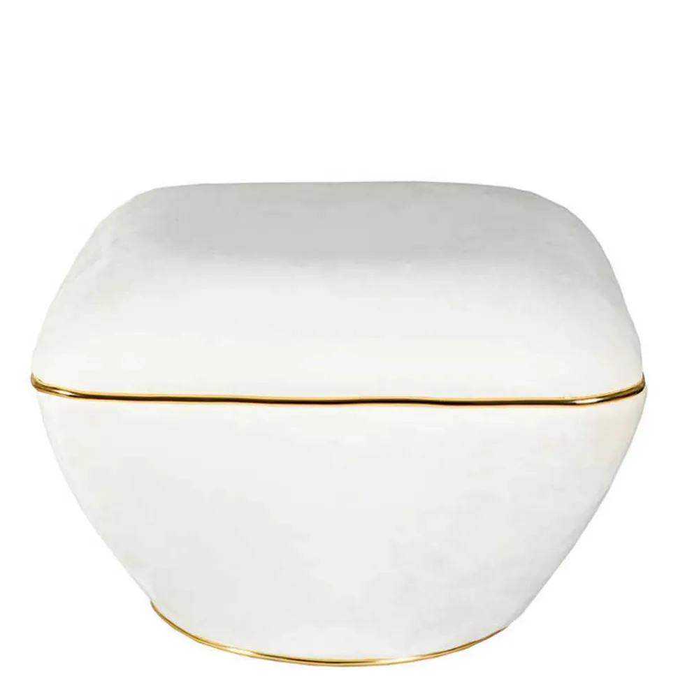 Samtvelours Hocker in Cremeweiß - Cedrom