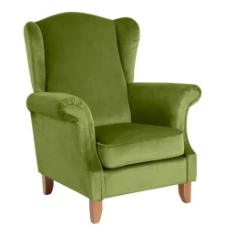 Samtvelours Ohrensessel in Oliv Grün - Cacimbina