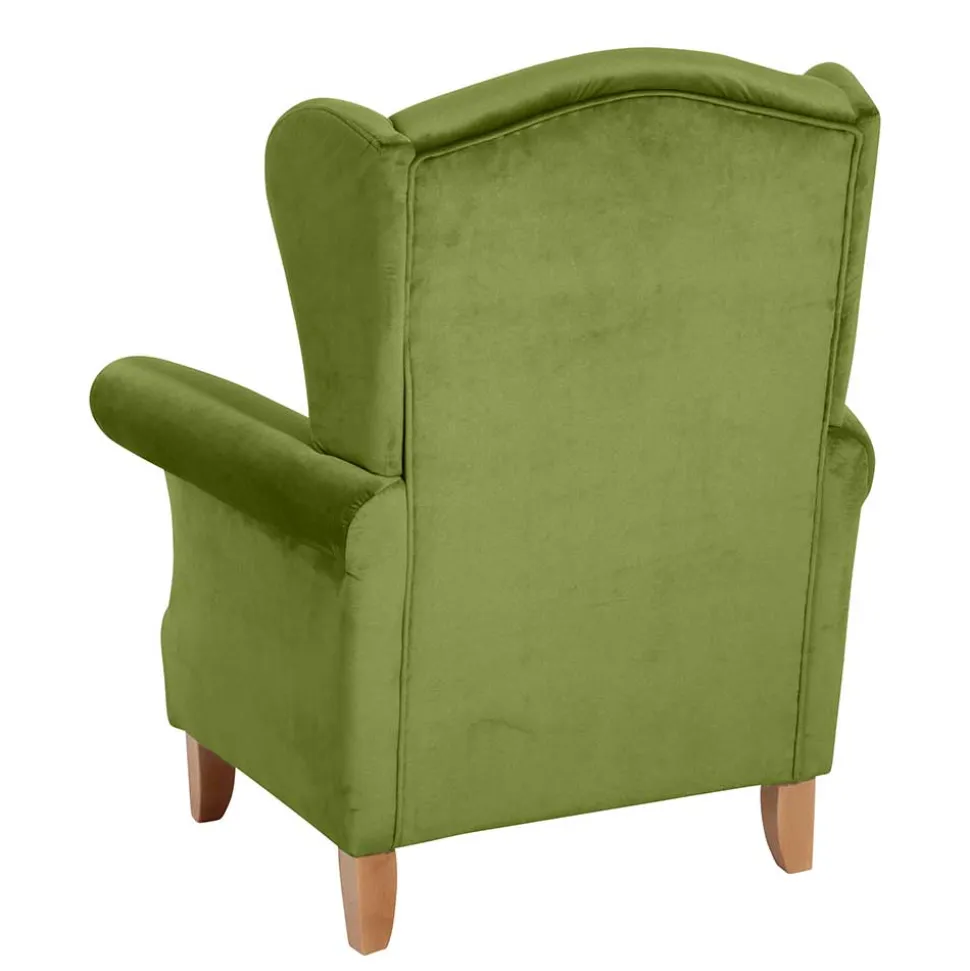 Samtvelours Ohrensessel in Oliv Grün - Cacimbina