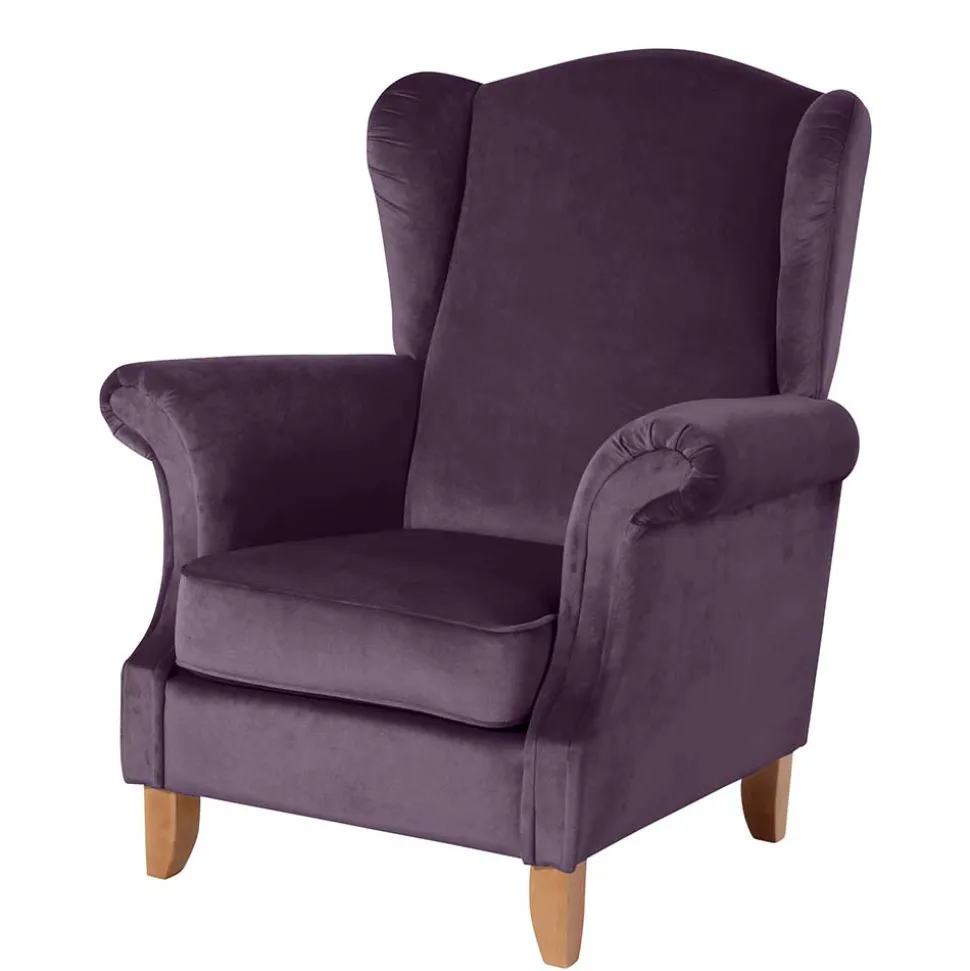 Samtvelours Ohrensessel in Dunkellila - Aglaia