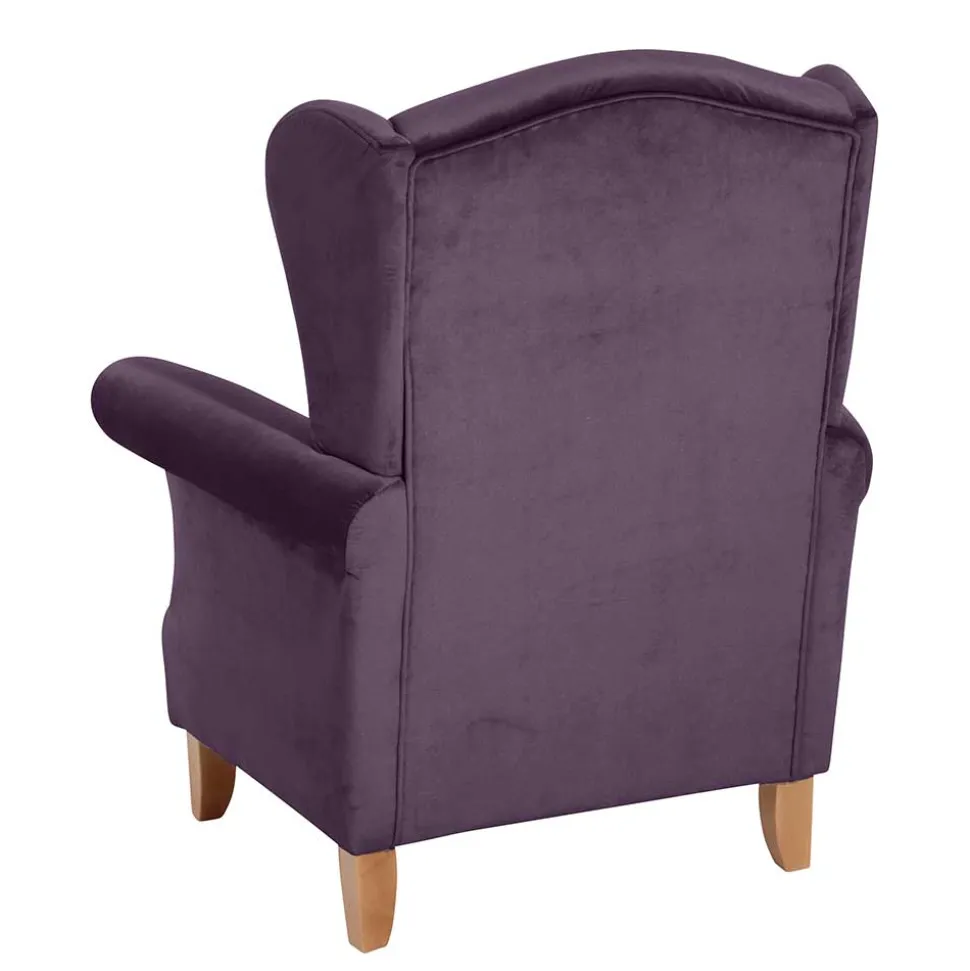 Samtvelours Ohrensessel in Dunkellila - Aglaia