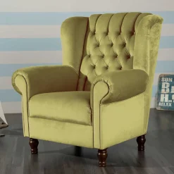 Samtvelours Ohrensessel im Chesterfield Look - Erulina