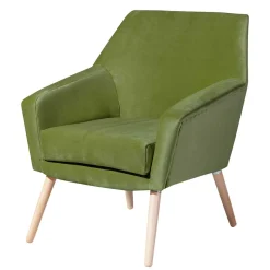 Samtvelours Polstersessel in Oliv Grün - Canossa