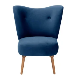 Samtvelours Sessel in Dunkelblau und Erle - Tazza