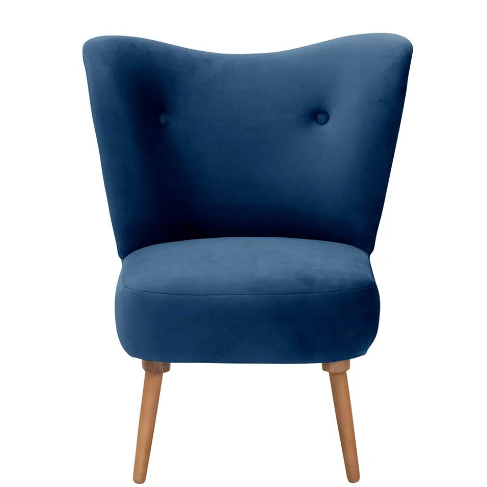 Samtvelours Sessel in Dunkelblau und Erle - Tazza