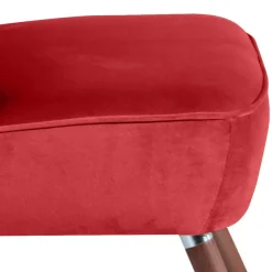 Samtvelours Sessel in Rot und Nussbaum - Darand