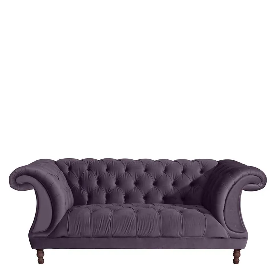 Samtvelours Sofa in Dunkellila - Valbreda