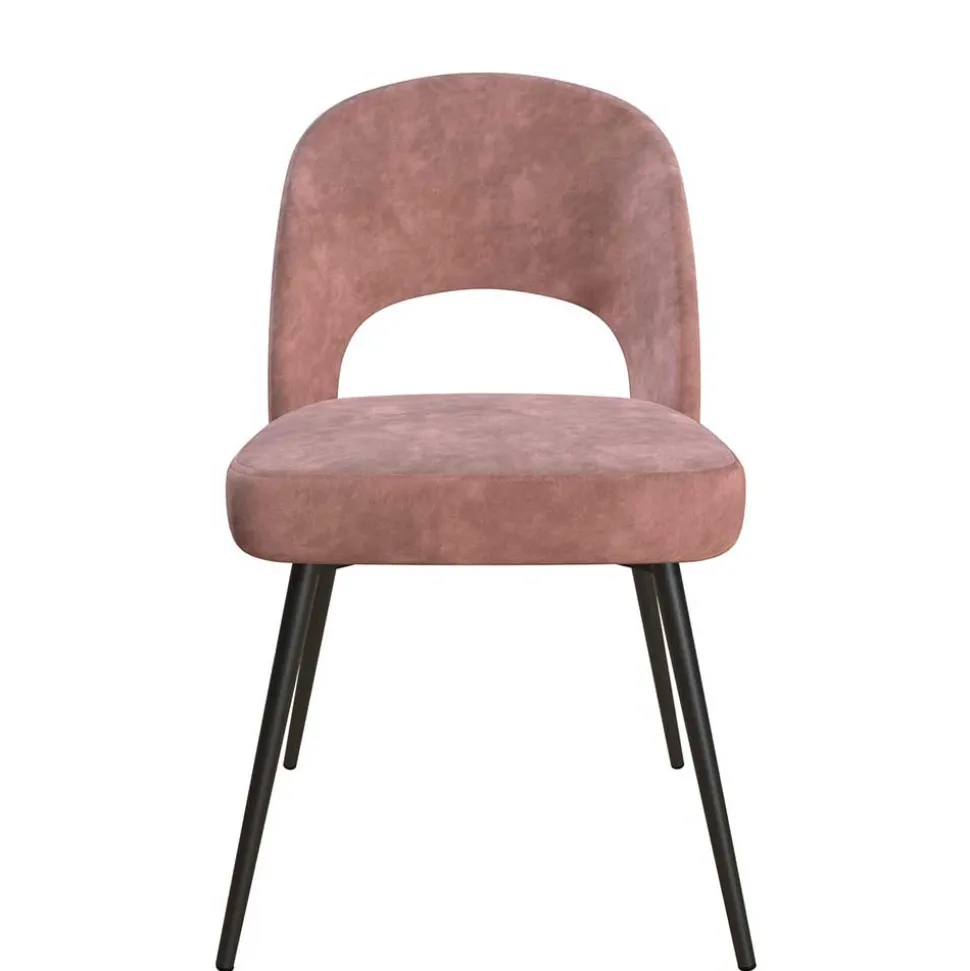 Samtvelours Stuhl in Altrosa - Landhuis
