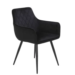 Samtvelours Tischsessel in Schwarz - Laromain (2er Set)