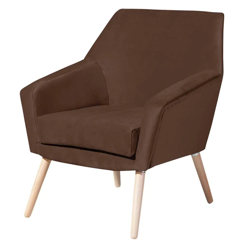 Samtvelours Wohnzimmersessel in Braun - Botein