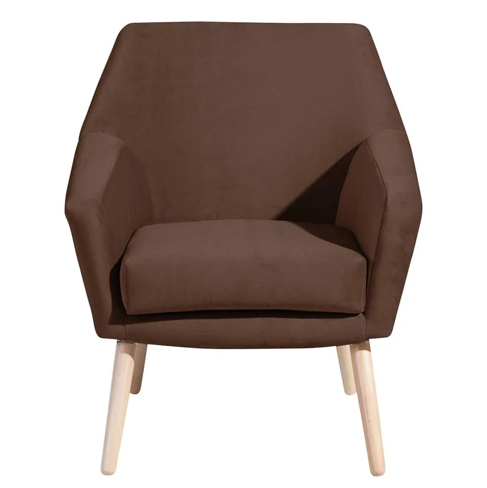 Samtvelours Wohnzimmersessel in Braun - Botein