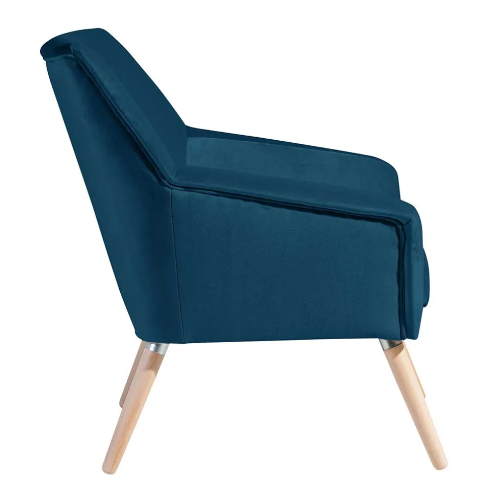 Samtvelours-Sessel in Petrol Blau - Bakra