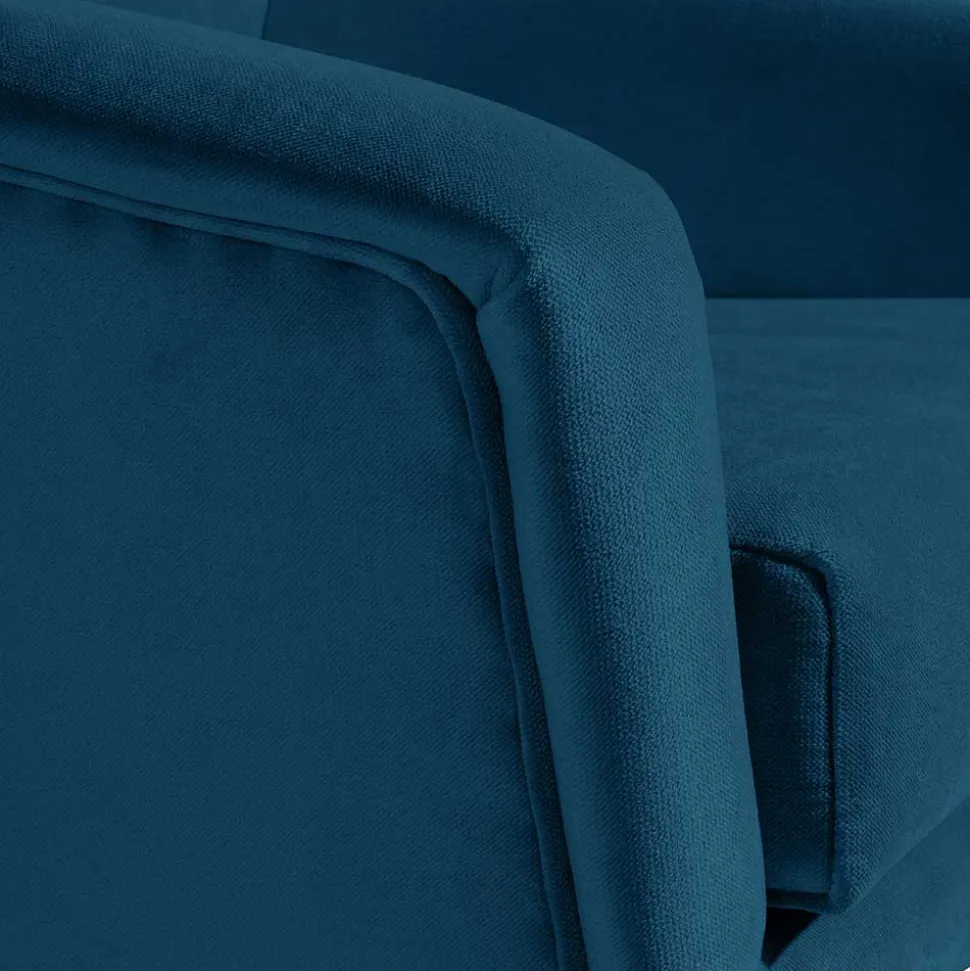 Samtvelours-Sessel in Petrol Blau - Bakra