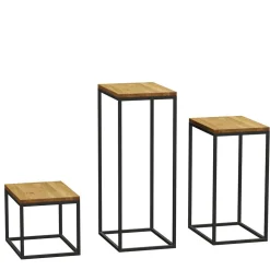 3-Satz Beistelltisch aus Wildeiche - Deliana (dreiteilig)