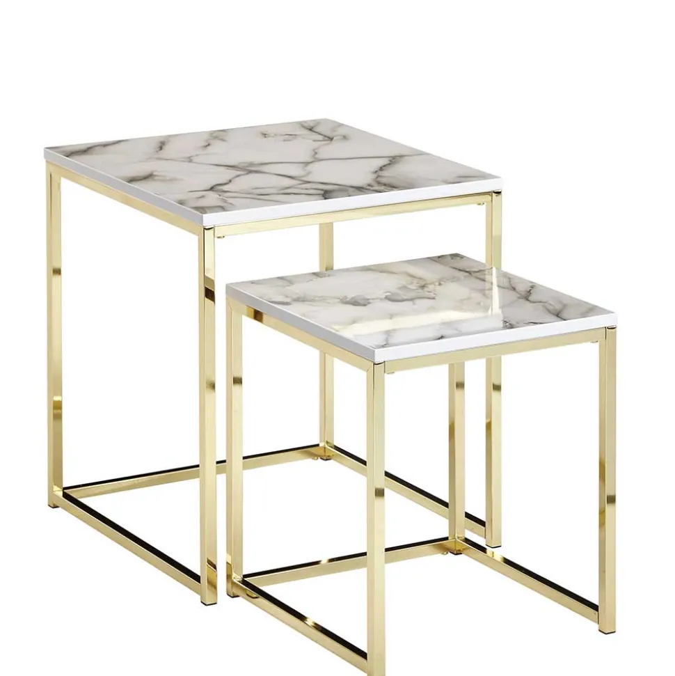 2-Satz Couchtisch in Marmor Optik - Vilanda (zweiteilig)
