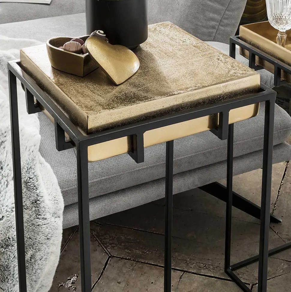 2-Satz-Tisch in Bronze Gold & Schwarz - Fagnetta (zweiteilig)