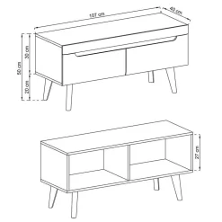 Scandi Anbauwand fürs Wohnzimmer - Olcian (vierteilig)