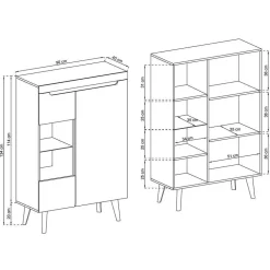 Scandi Anbauwand fürs Wohnzimmer - Olcian (vierteilig)