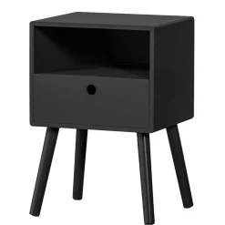 Scandi Chic Nachtkommode in Schwarz - Lemerzi