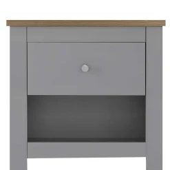 Scandi Chic Nachtkommode in Grau mit Eiche - Donia