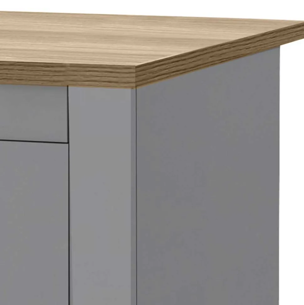 Scandi Chic Nachtkommode in Grau mit Eiche - Donia
