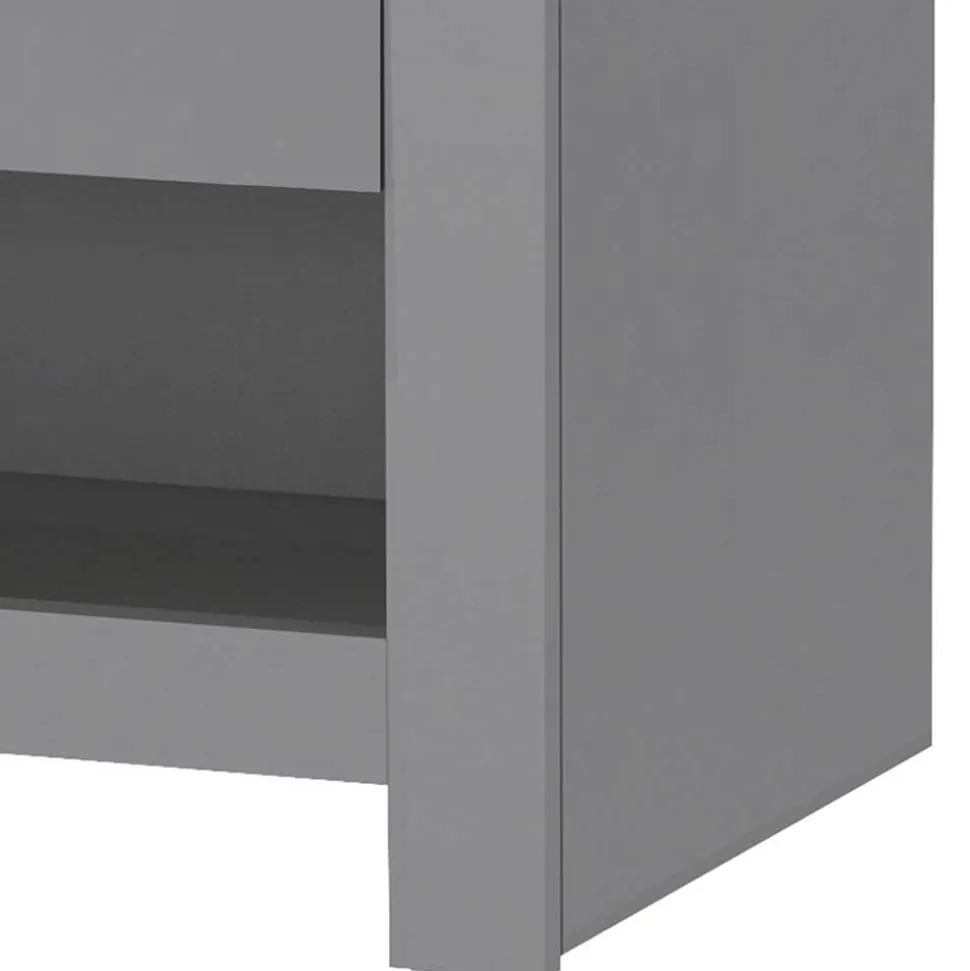 Scandi Chic Nachtkommode in Grau mit Eiche - Donia