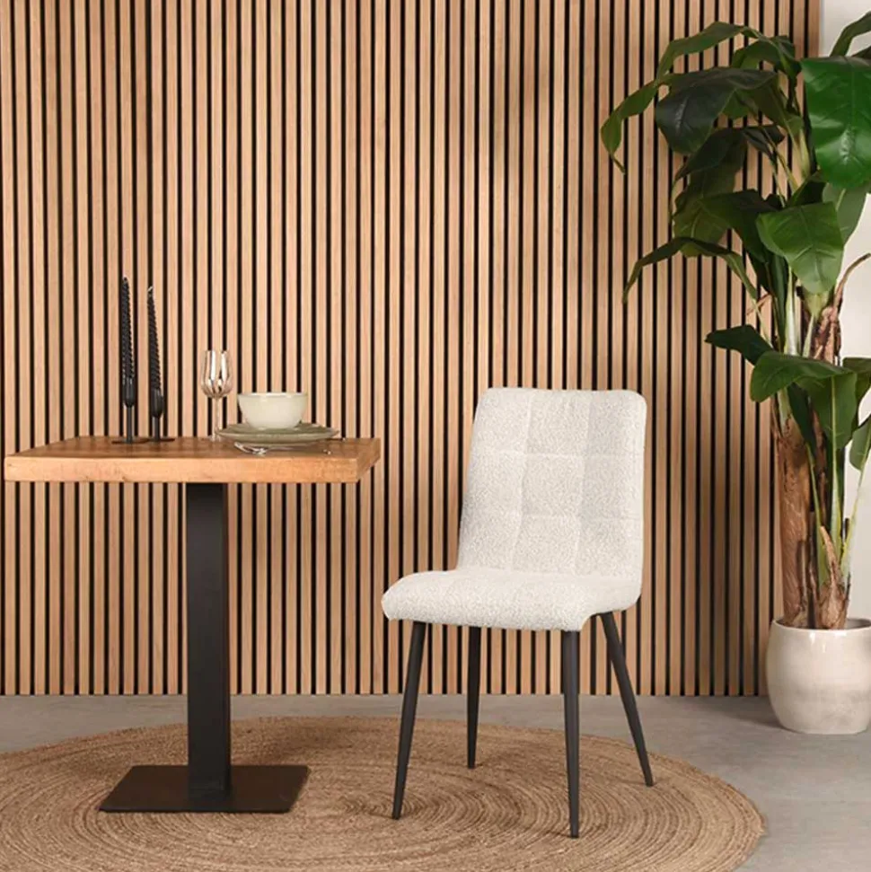 Scandi Chic Polsterstuhl in Champagner Boucle - Acapelca