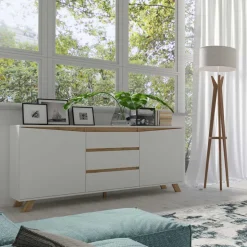 Scandi Chic Sideboard in Weiß - Cady