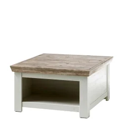 Scandi Chic Truhentisch in 86x86 cm Nedita Weiß & Pinie Shabby