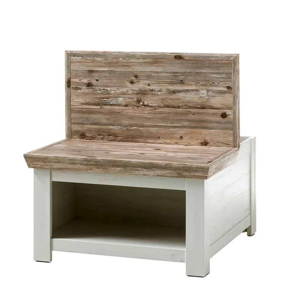 Scandi Chic Truhentisch in 86x86 cm Nedita Weiß & Pinie Shabby