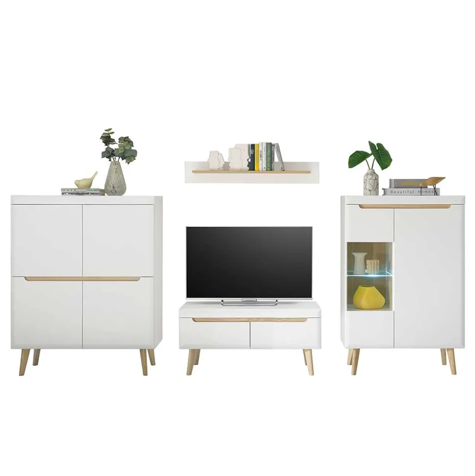 Scandi Chic TV Wohnwand Möbel - Ginko (vierteilig)