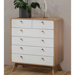 Scandi Hochkommode in Eiche mit Weiß - Jendren