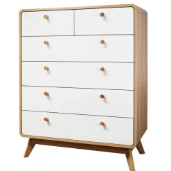 Scandi Hochkommode in Eiche mit Weiß - Jendren