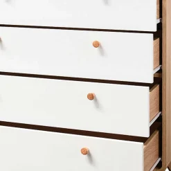 Scandi Hochkommode in Eiche mit Weiß - Jendren