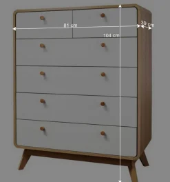 Scandi Hochkommode in Eiche mit Weiß - Jendren